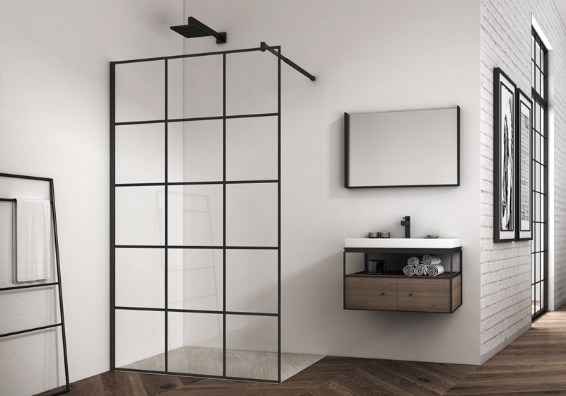 کابین دوش مشکی مات EX-100-3 6/8/10 میلی متری مشکی مات