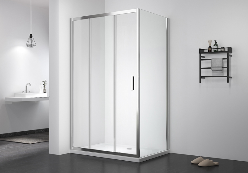 PV 906 + PV 01 5/6 میلی متری درب سه گانه + کابین دوش کلاسیک کشویی شیشه ای ثابت